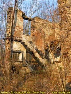 Front view showing burnt stairs.