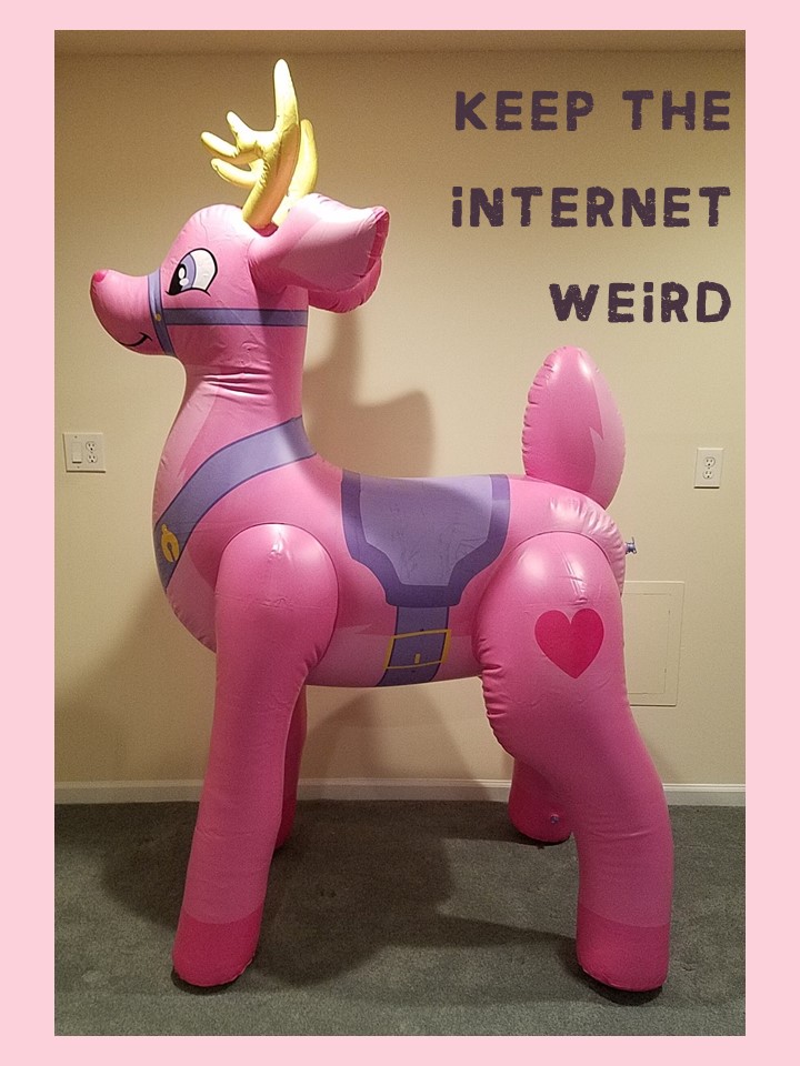 Xydexx's big pink inflatable reindeer.